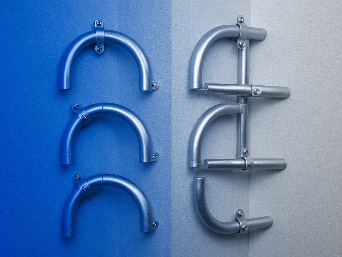 Neat conduit elbows along unfinished drywall